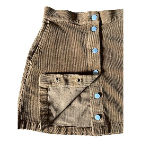 Uniqlo Brown Corduroy Mini Skirt Size 2 Button Front Pockets A-Line - Picture 4 of 8